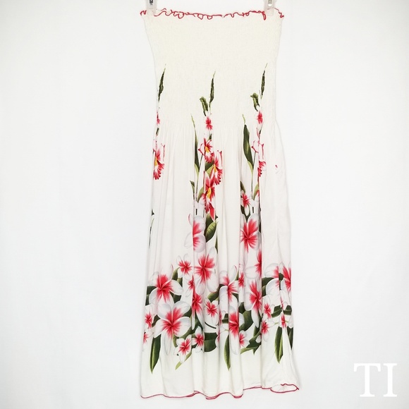 Favant Hawaii Tube Top Strapless Floral Dress - Picture 1 of 8